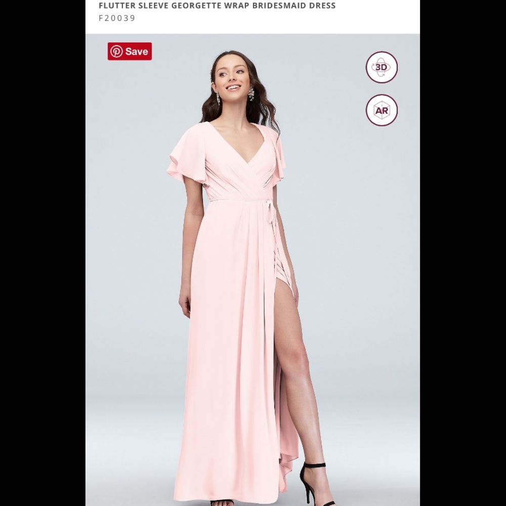 David’s Bridal Flutter Sleeve Wrap Bridesmaid Dress